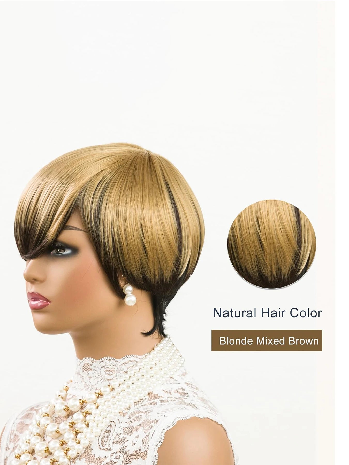 Short Curly Pixie Cut Wig with Bangs for Daily Wear - 4