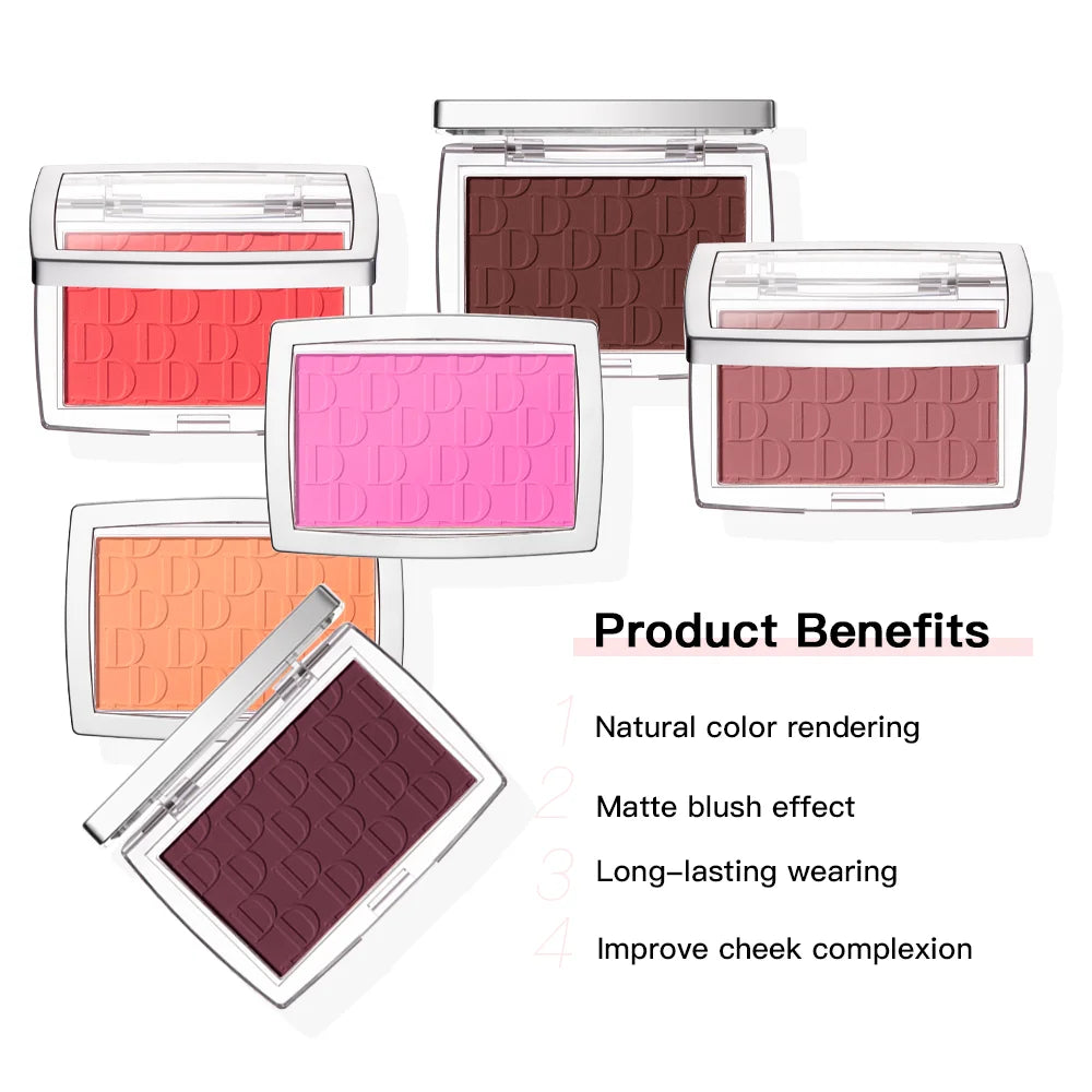 Matte Embossed Blush Palette with Brush for Natural Long Lasting Glow - 2