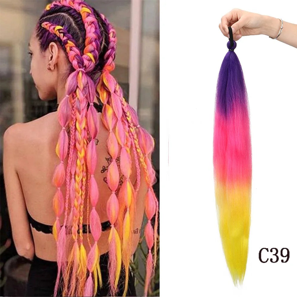 26-Inch Colorful Synthetic Braided Ponytail Extension - 12