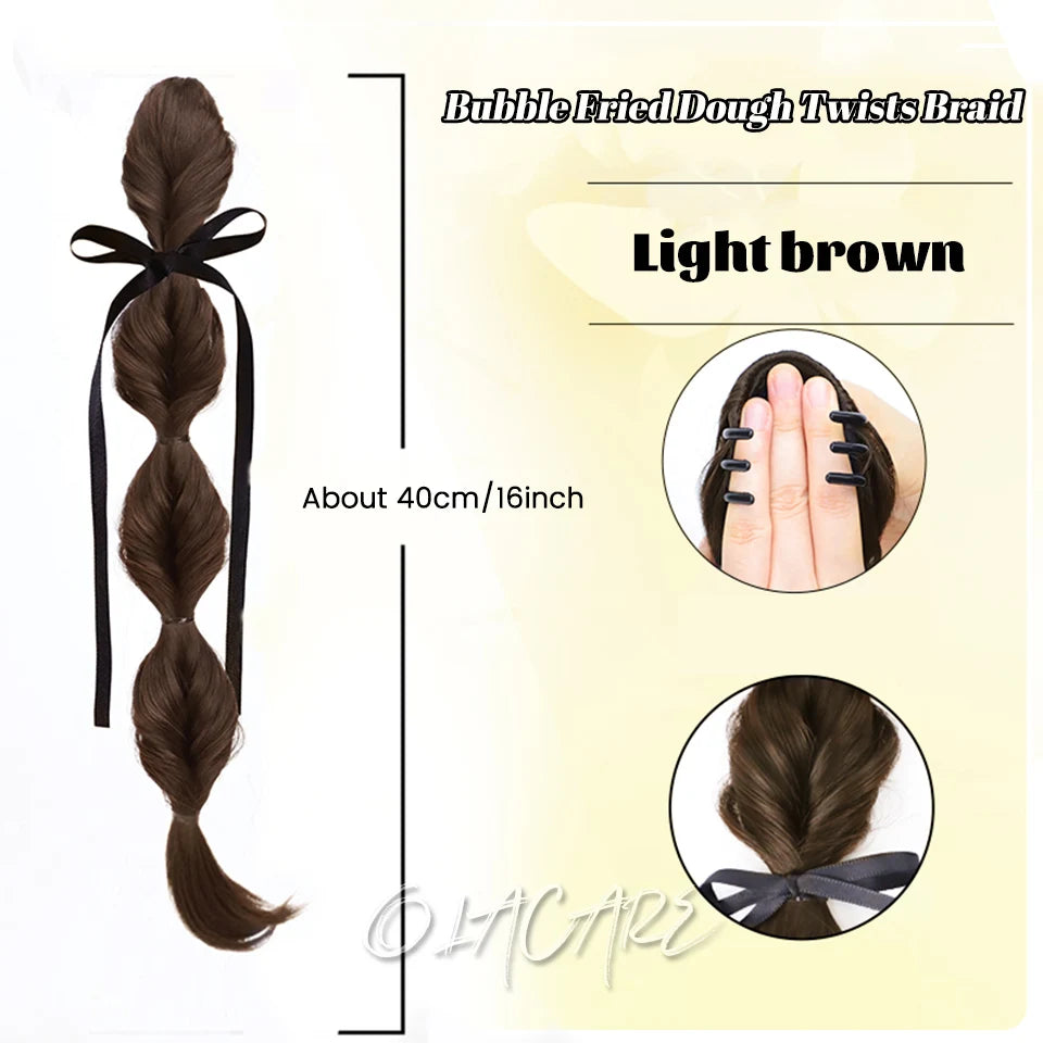 Long Clip-In Bubble Braid Ponytail Hair Extension for Daily Styling - 67