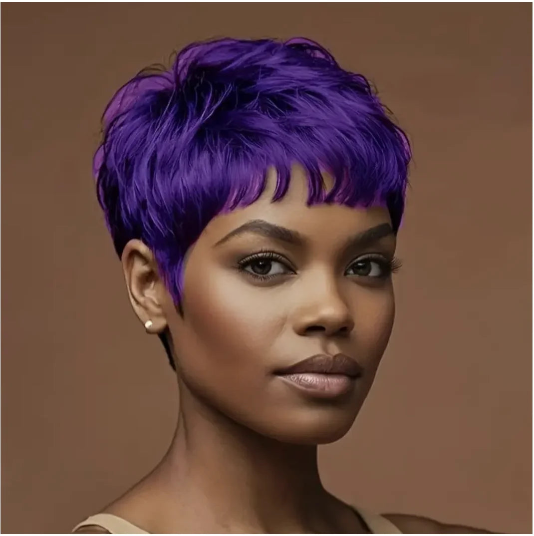 Short Curly Pixie Cut Wig with Bangs for Daily Wear
