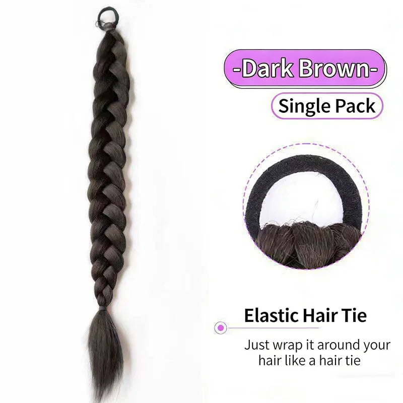 18-Inch Braided Pigtail Hair Extensions for Daily Wear