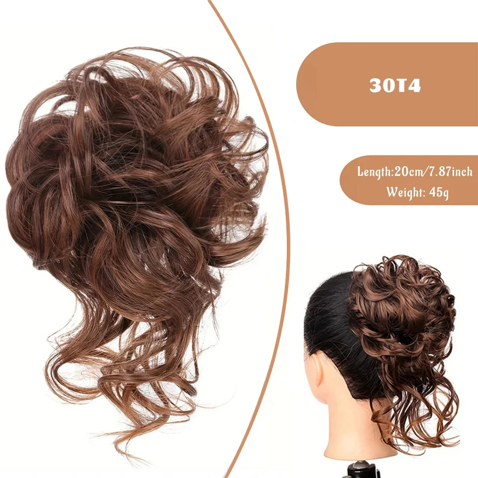 Messy Curly Hair Bun Scrunchie for Easy Updos - 52