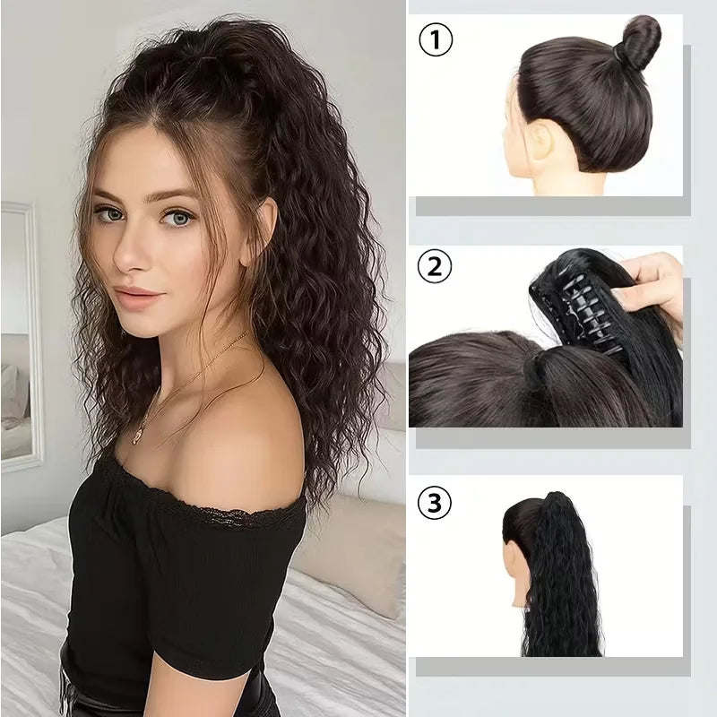 20-Inch Wavy Curly Claw Clip Ponytail Extension - 10