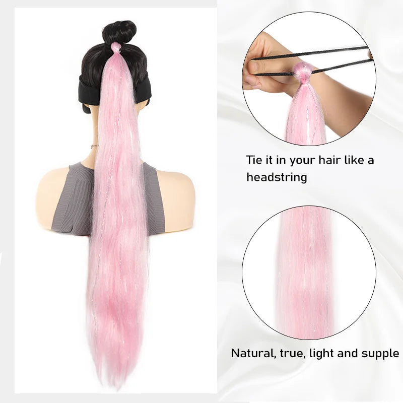 26 Inch Gradient Straight Braided Ponytail Extension