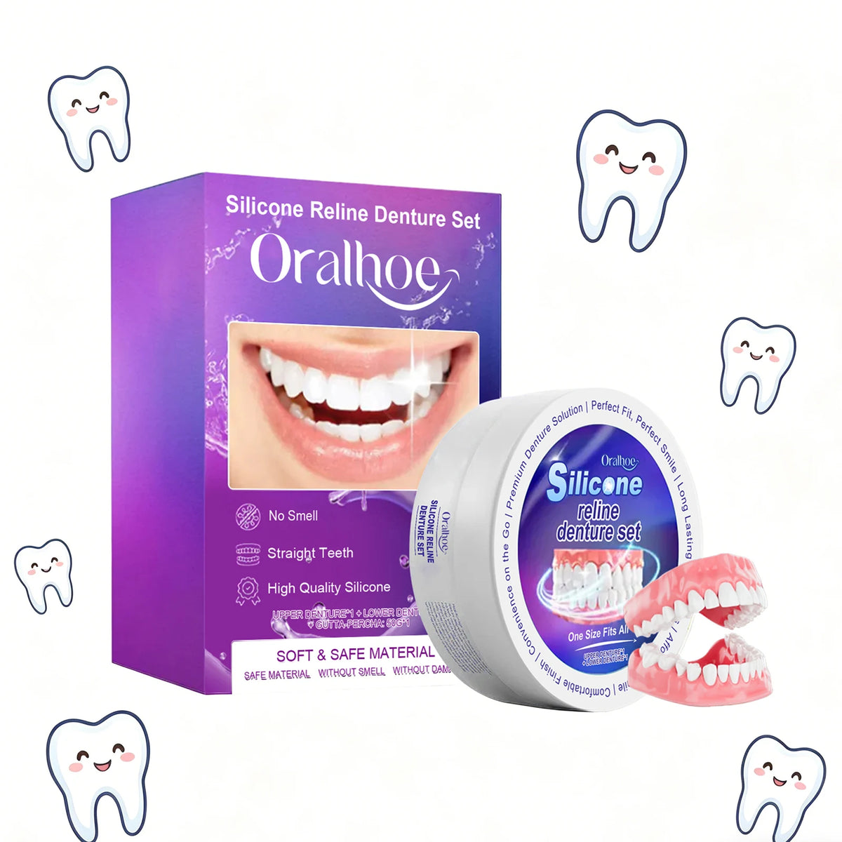 Silicone Denture Reline Set for Comfortable Fit and Natural Smile