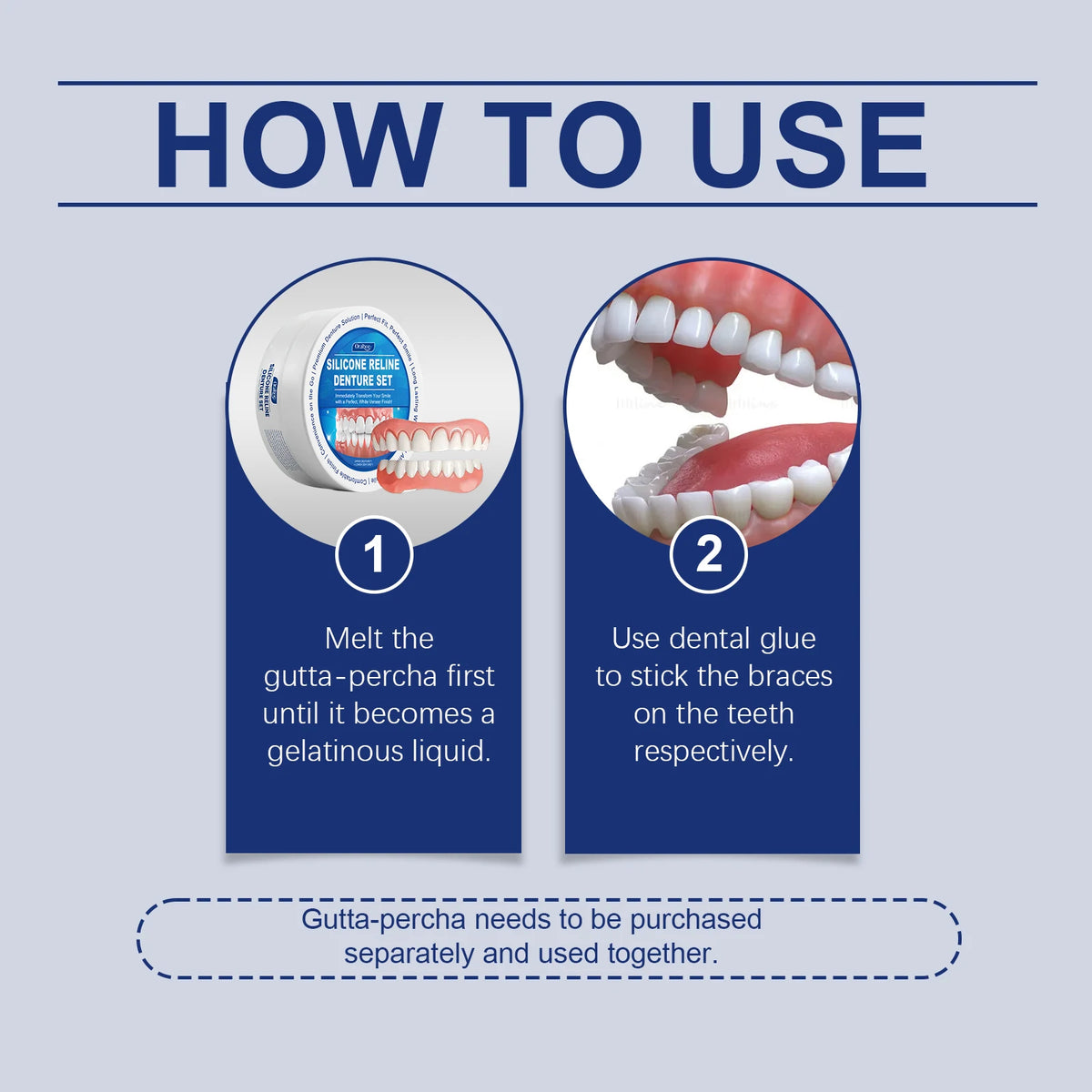 Soft Silicone Denture Reline Kit for Comfortable Temporary Dental Repair