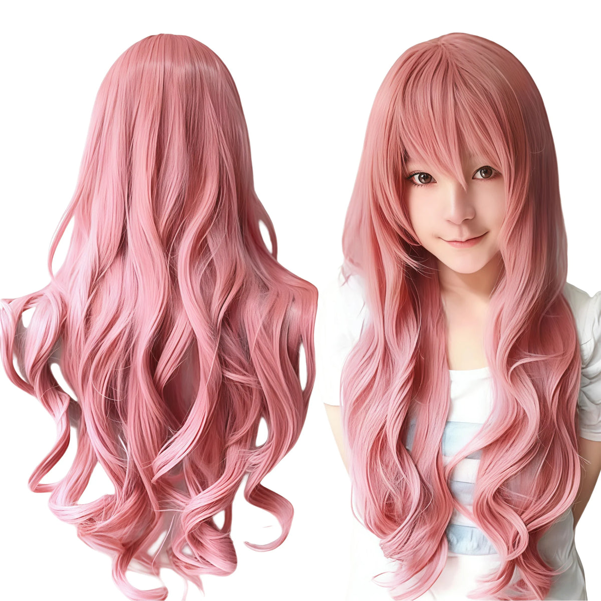 Long Curly Gray Anime Cosplay Wig for Costume Parties and Events