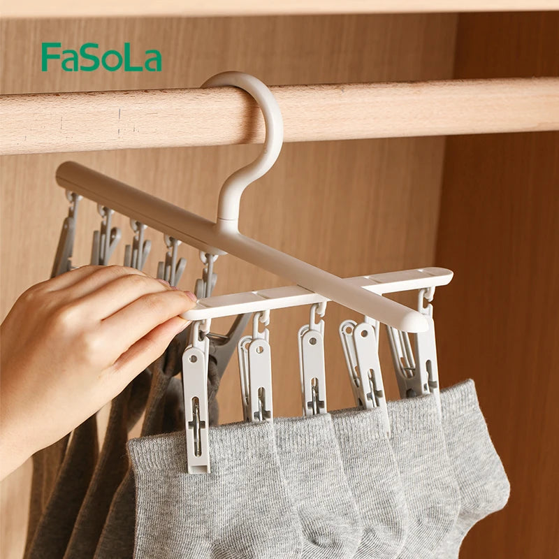 10-Clip Hanging Drying Rack for Socks and Undergarments