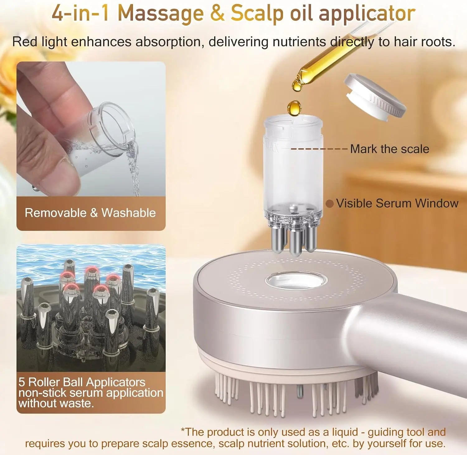 Electric Scalp Massage Comb with Red Light Therapy and Serum Applicator - 6