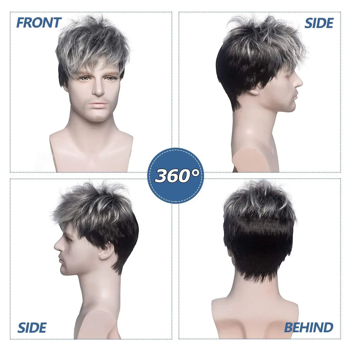 Short Layered Black Wig for Men Daily and Cosplay