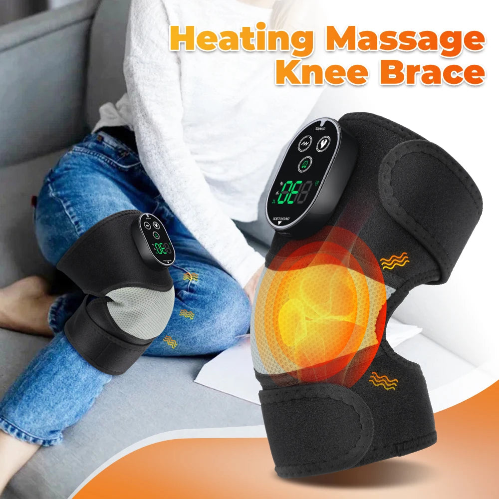Heated Vibration Knee Massager Wrap for Joint Pain Relief and Recovery
