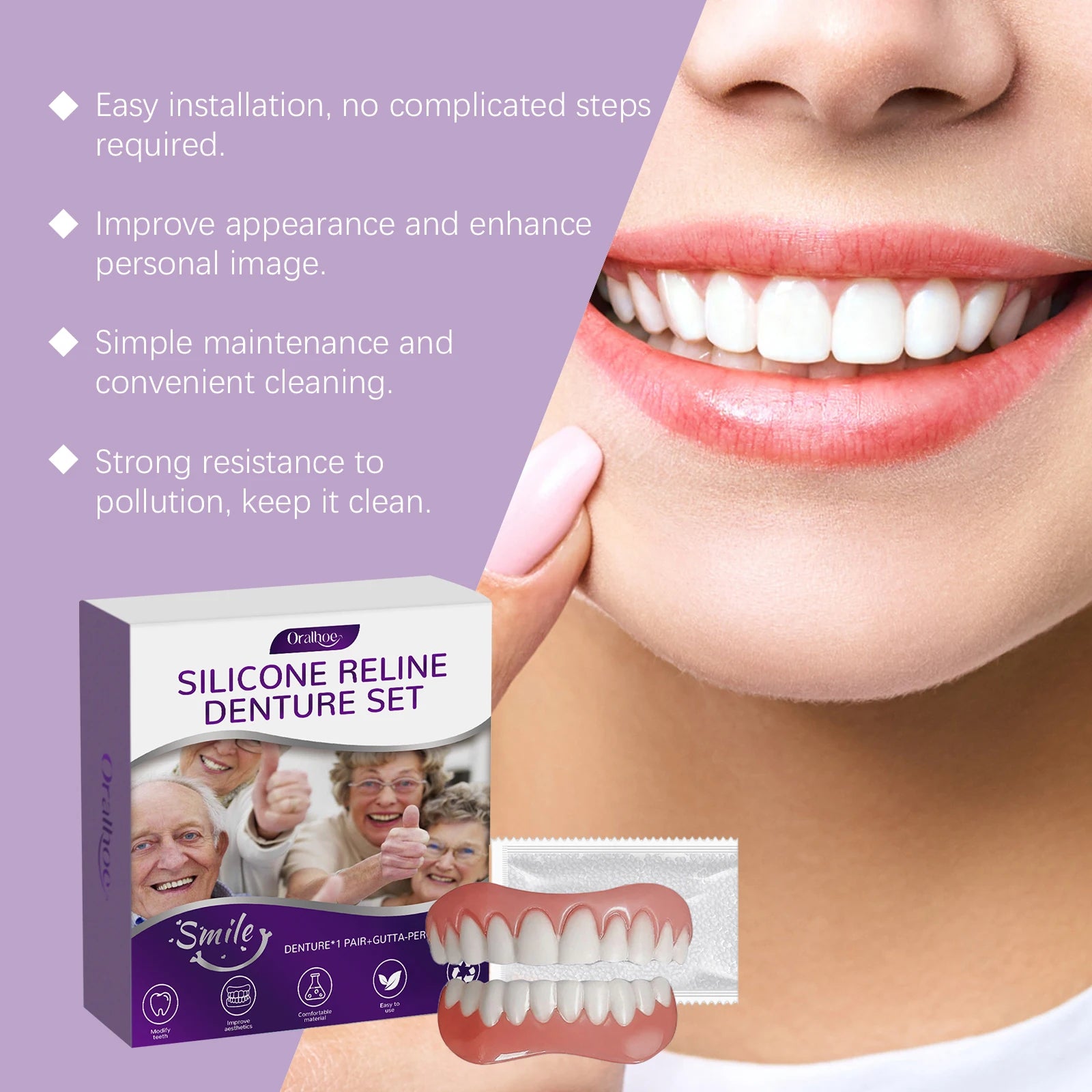 Cosmetic Silicone Denture Set for Instant Natural Smile Improvement - 11