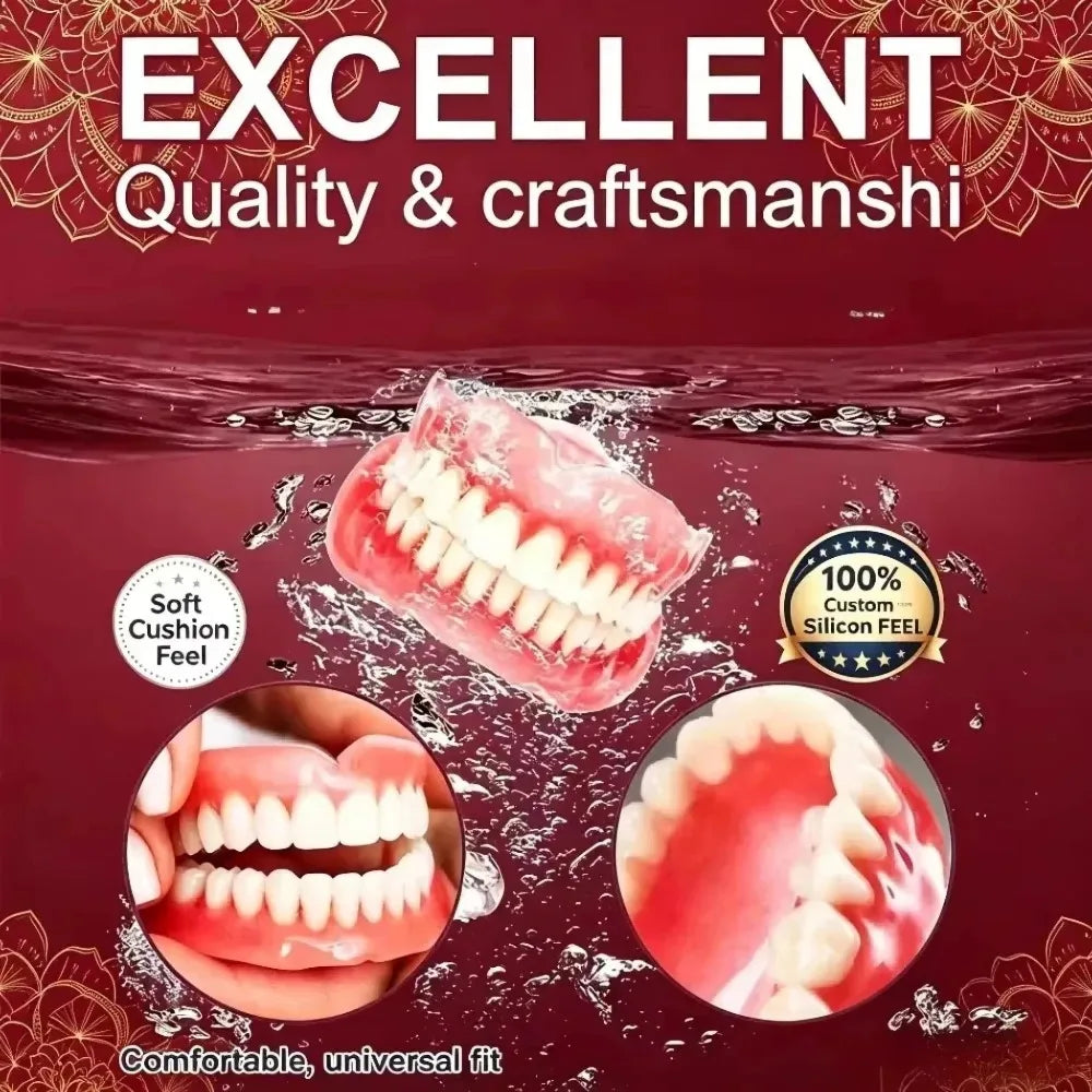 Comfortable Silicone Denture Set with Storage and Cleaning Kit