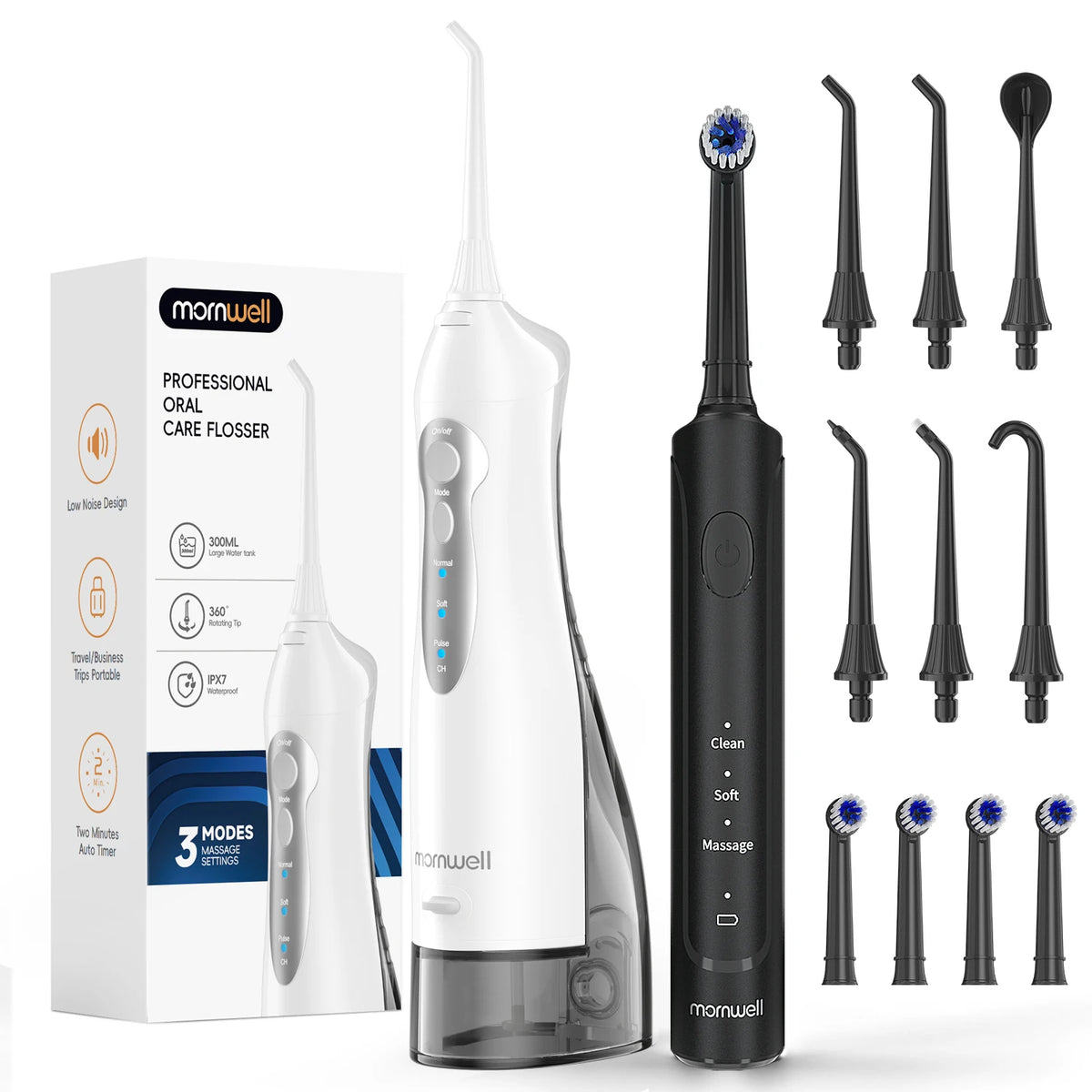 Electric Oral Irrigator and Sonic Toothbrush Combo for Deep Teeth Cleaning
