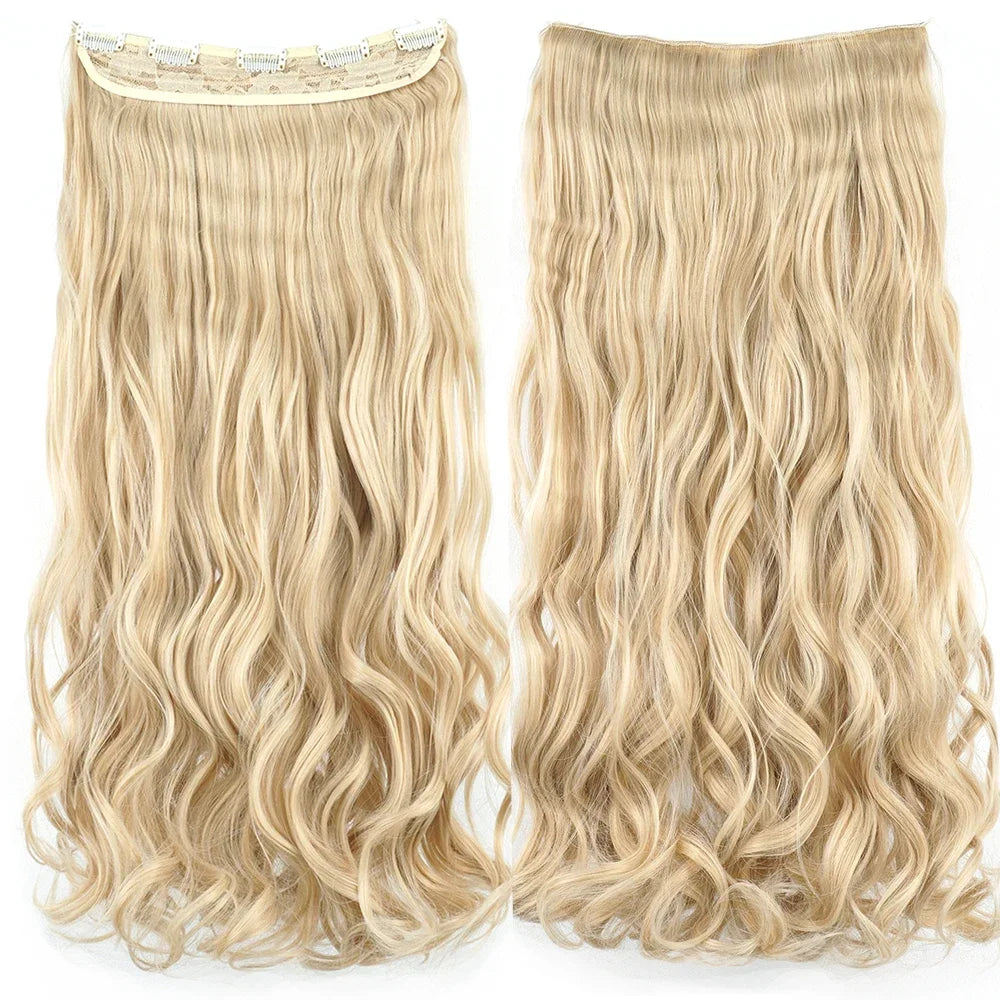 Wavy Clip-In Synthetic Hair Extensions for Instant Volume