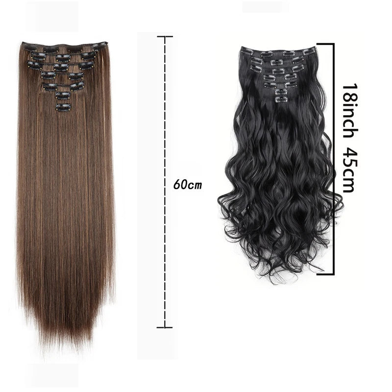 Straight Clip-in Hair Extensions for Instant Length and Volume - 10