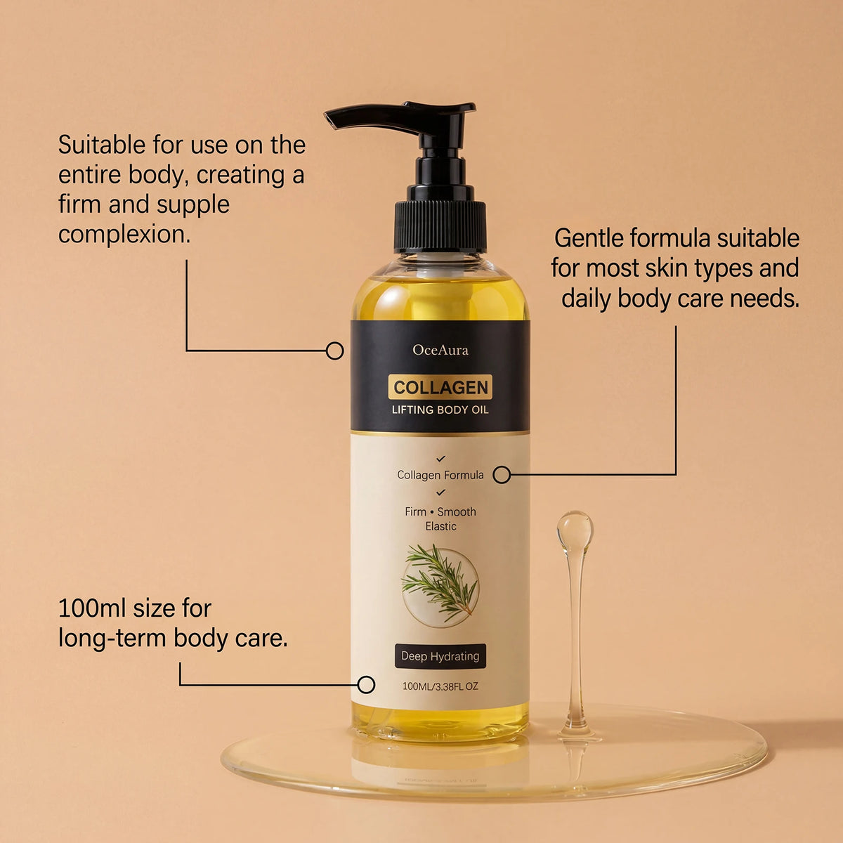 Collagen Lifting and Firming Body Oil for Smooth Hydrated Skin