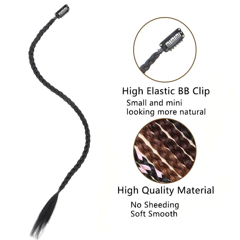 Clip-In Synthetic Braided Hair Extensions for Instant Length and Style - 4