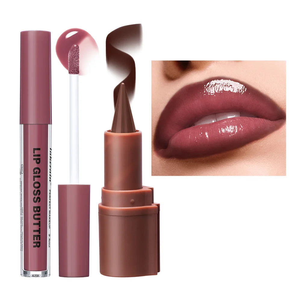 Hydrating 3D Lip Liner and Gloss Makeup Set for Perfect Defined Lips - 13