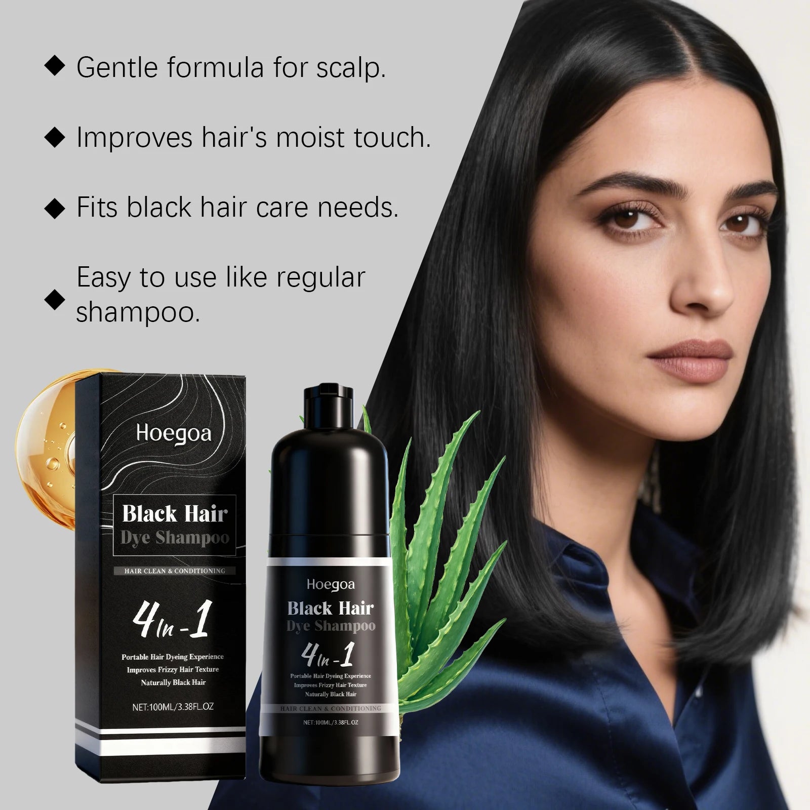 4-in-1 Instant Black Hair Dye Shampoo for Gray Coverage - 11