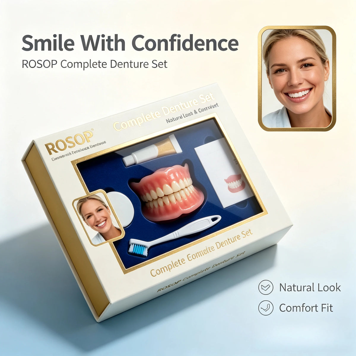 Custom Silicone Cosmetic Denture Set for Natural Smile Transformation