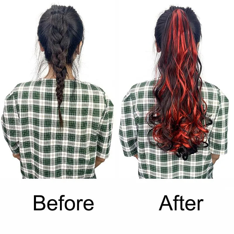 20-Inch Curly Highlighted Ponytail Extension with Claw Clip - 5