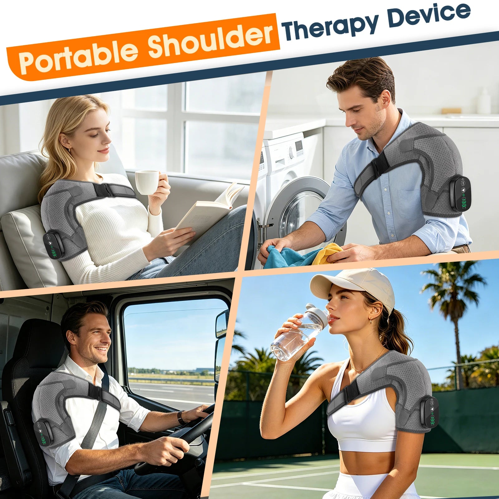 Cordless Heated Shoulder Massage Wrap with Vibration for Pain Relief - 13