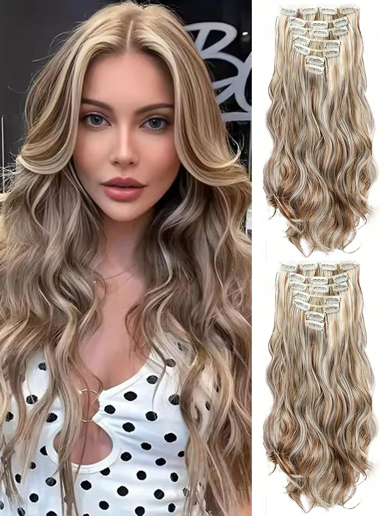 22-Inch Wavy Clip-In Hair Extensions for Instant Volume - 16