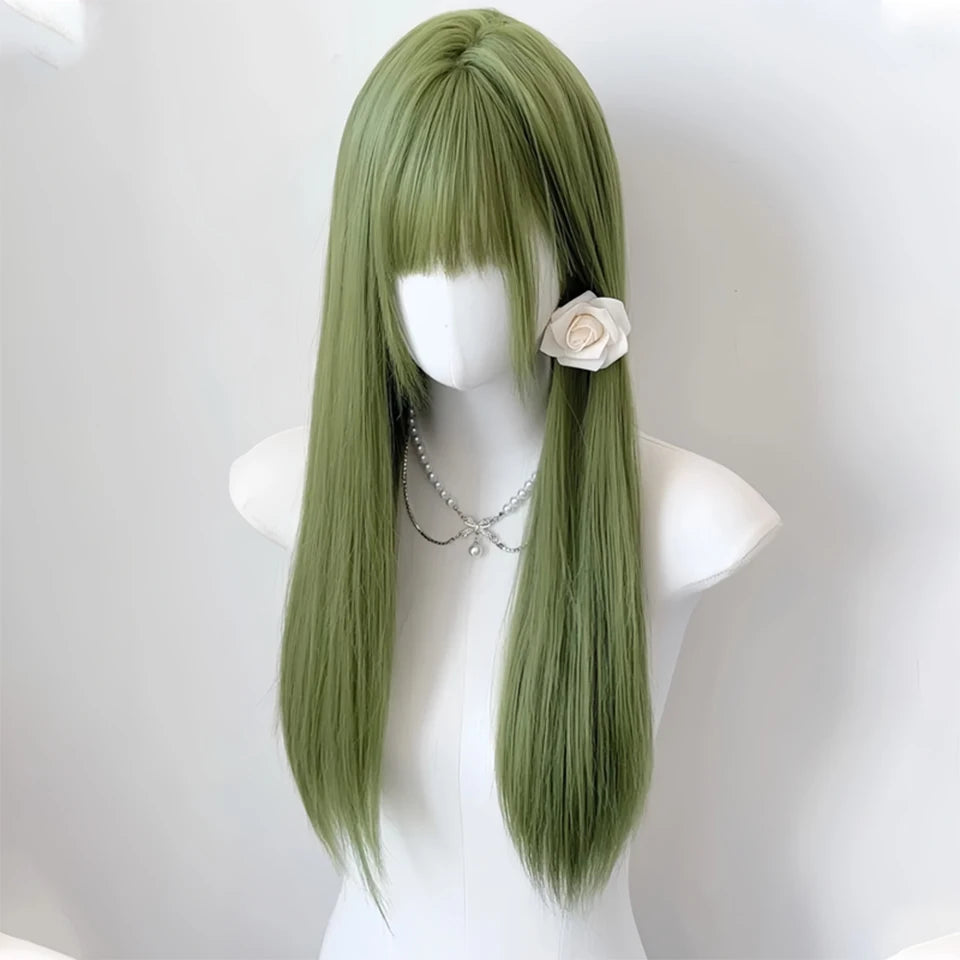 Long Wavy Ash Blonde Synthetic Wig with Bangs - 18