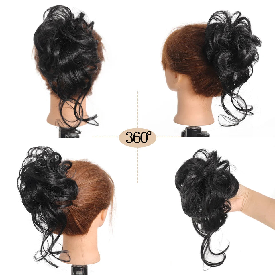 Messy Curly Hair Bun Claw Clip Extension for Instant Voluminous Updo