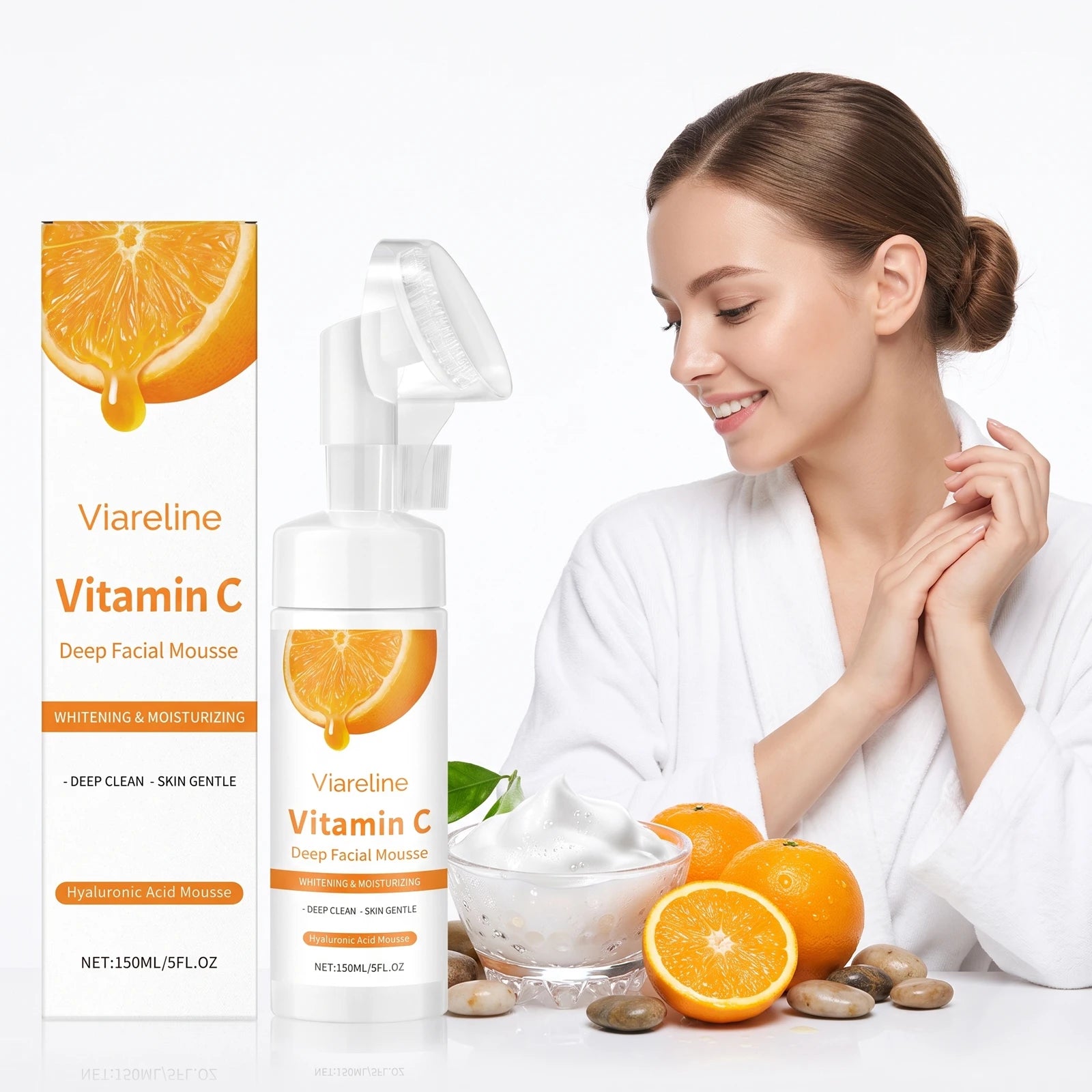 Vitamin C Brightening Facial Cleanser with Built-in Exfoliating Brush - 1