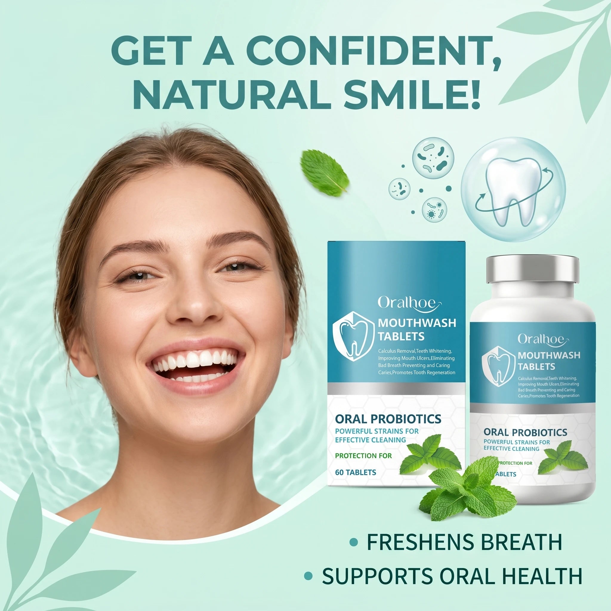 Probiotic Teeth Whitening Mouthwash Tablets for Fresh Breath - 3
