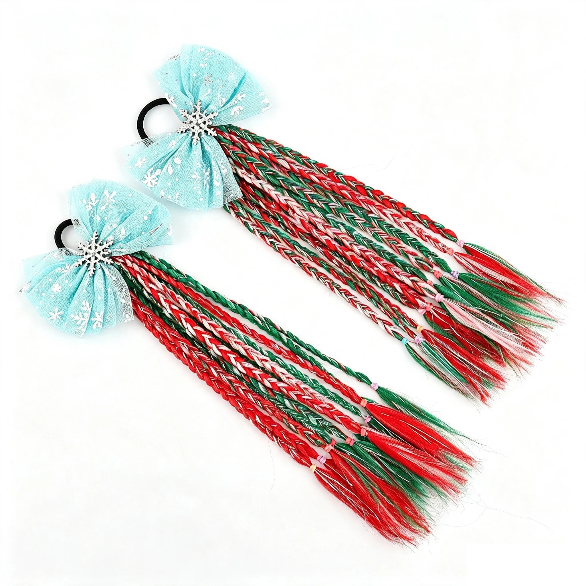 Festive Christmas Bow Braided Ponytail Extension - 14