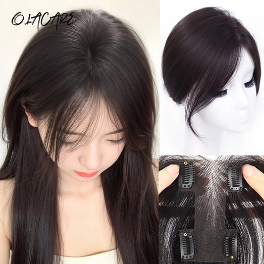 Invisible Clip-In Hair Topper with Bangs for Thinning Hair