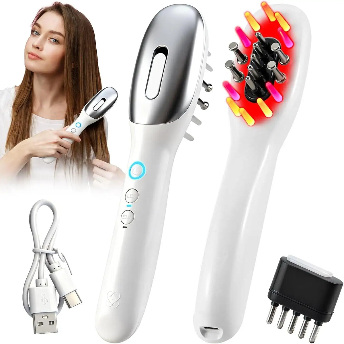 Electric EMS Scalp Massager and Hair Oil Applicator for Hair Growth