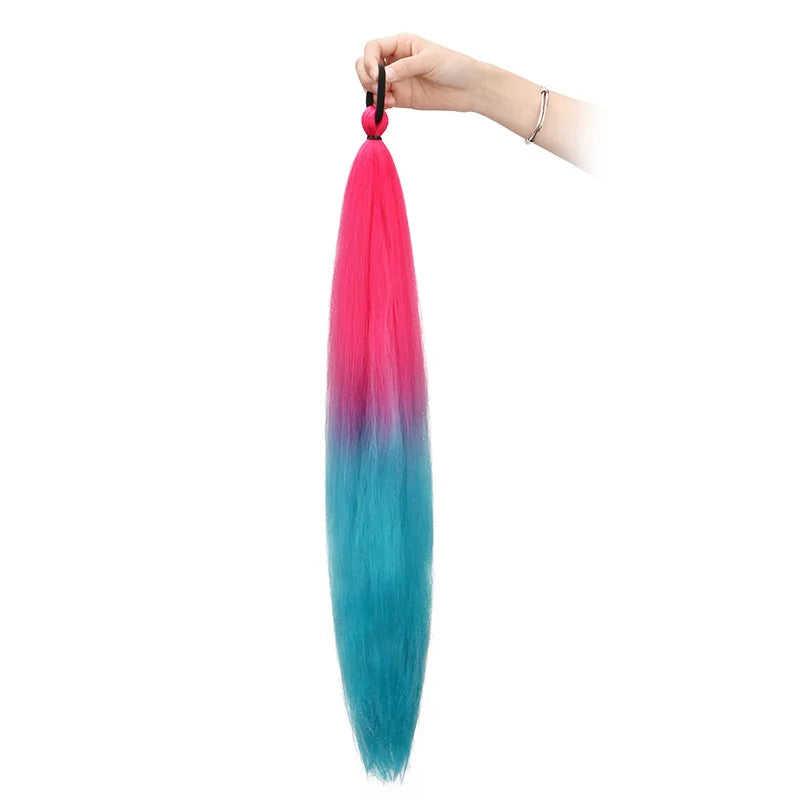 24-Inch Long Colored Braided Ponytail Hair Extension