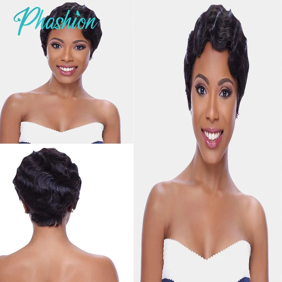 Short Finger Wave Pixie Cut Human Hair Wig