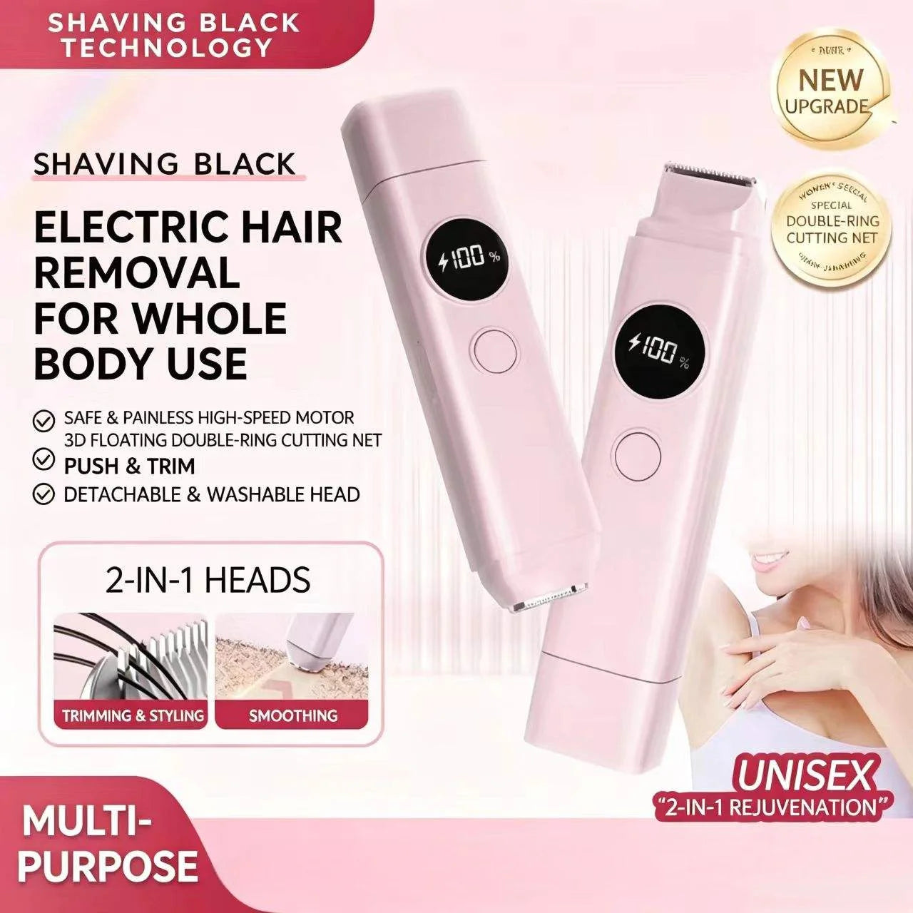 2-in-1 Electric Hair Shaver for Full Body and Bikini Trimming - 4