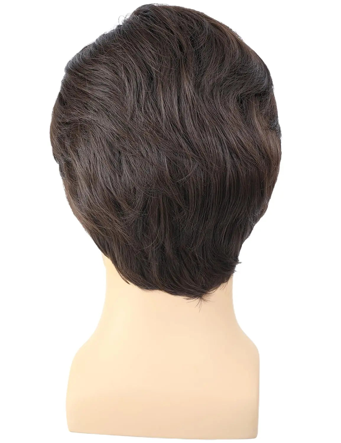 Short Brown Costume Wig Set with Mustache and Sunglasses for Parties - 5