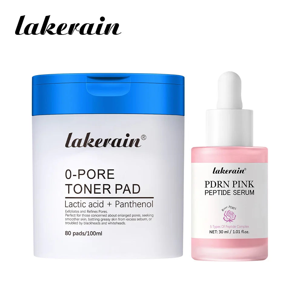 Pore Refining Toner Pad and Peptide Facial Serum Set for Glowing Skin