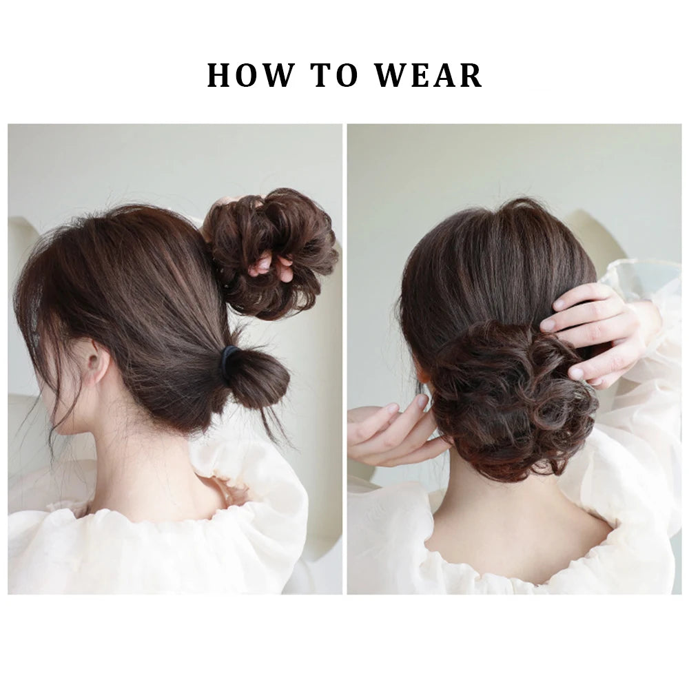 Messy Curly Bun Hair Scrunchie for Instant Volumized Updo Hairstyles - 6