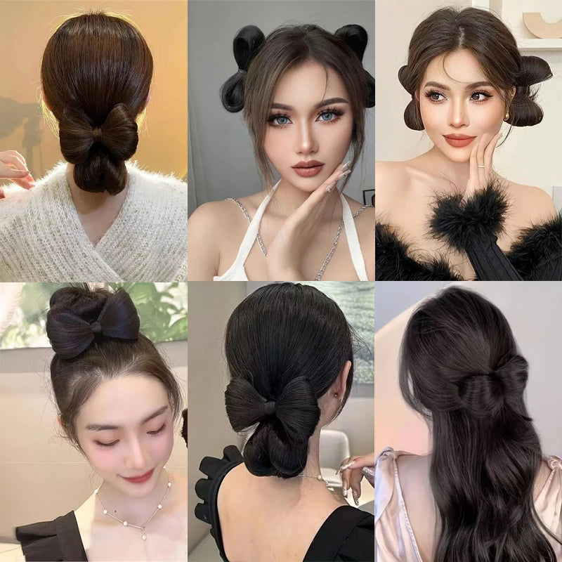 Synthetic Hair Bow Claw Clip Updo Hairpiece