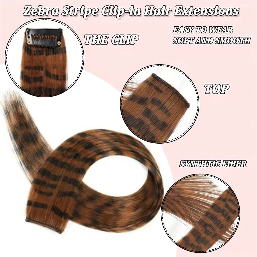 Stripe Printed Clip-in Hair Extensions for Parties