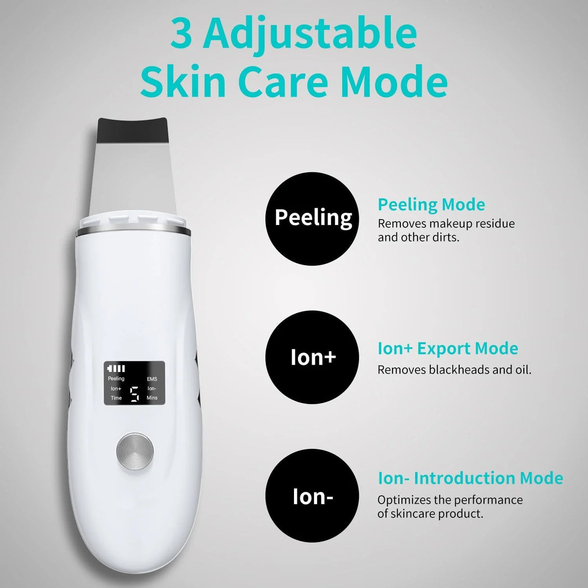Ultrasonic Facial Skin Scrubber and Pore Cleansing Spatula Device