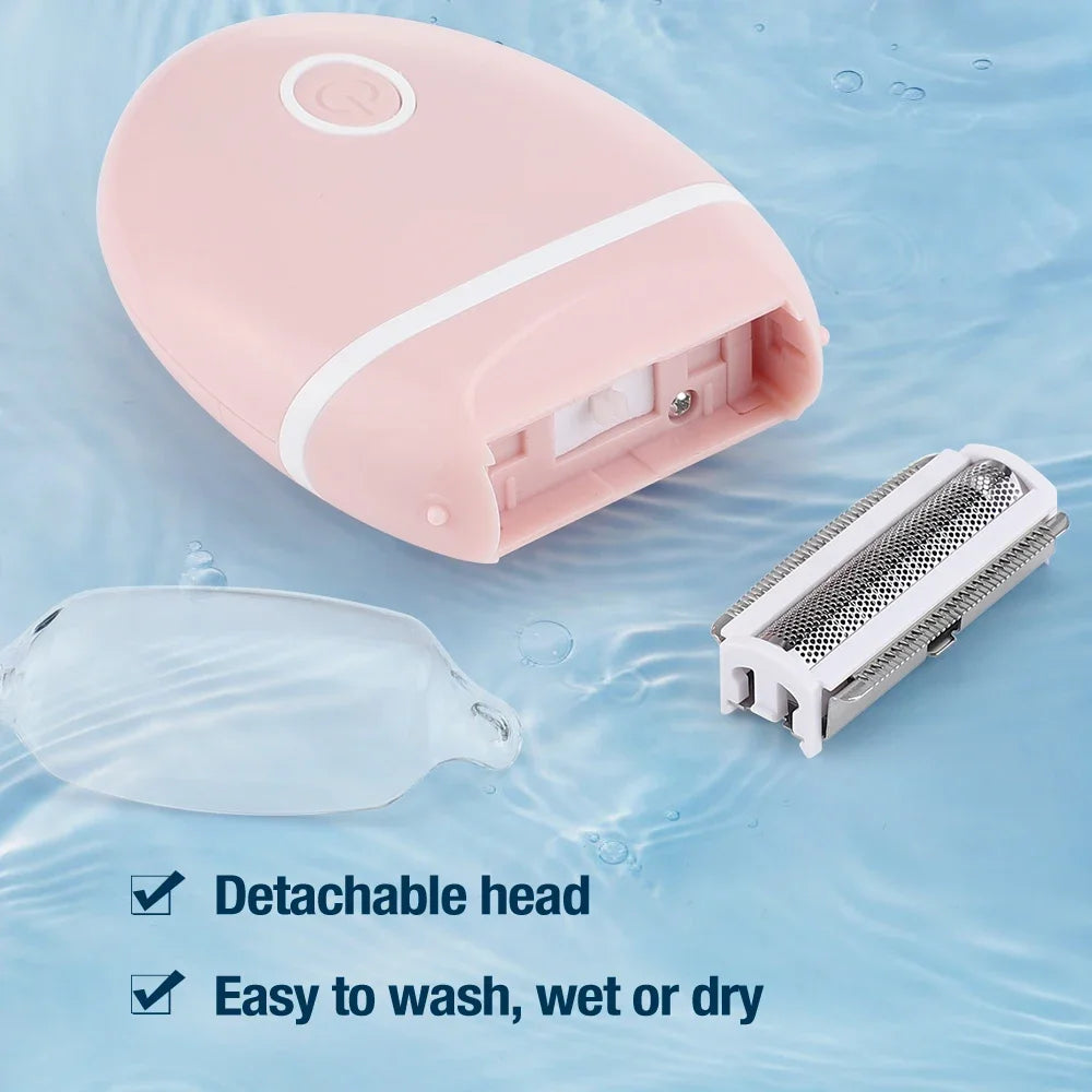 Compact 3-in-1 Electric Lady Shaver for Painless Full Body Hair Removal - 2