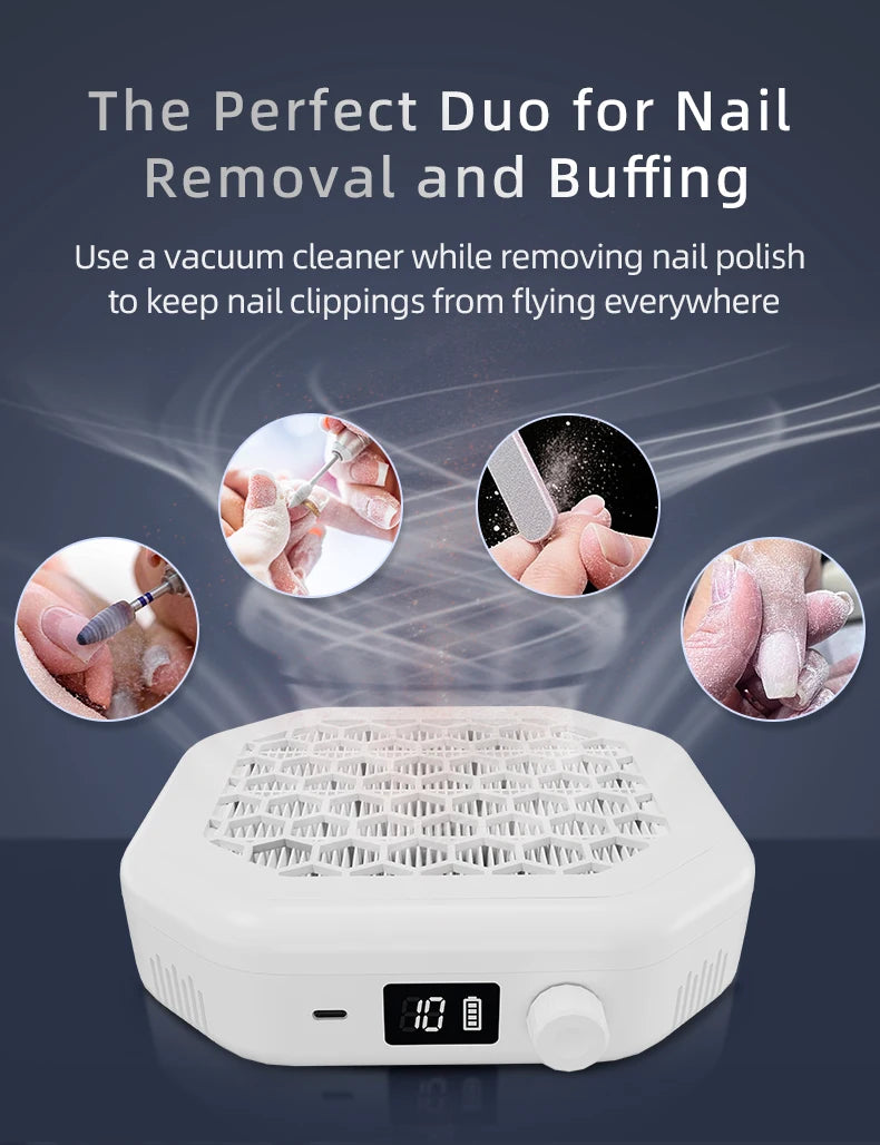 Rechargeable Cordless Nail Dust Collector for Clean Manicure Workstations - 9