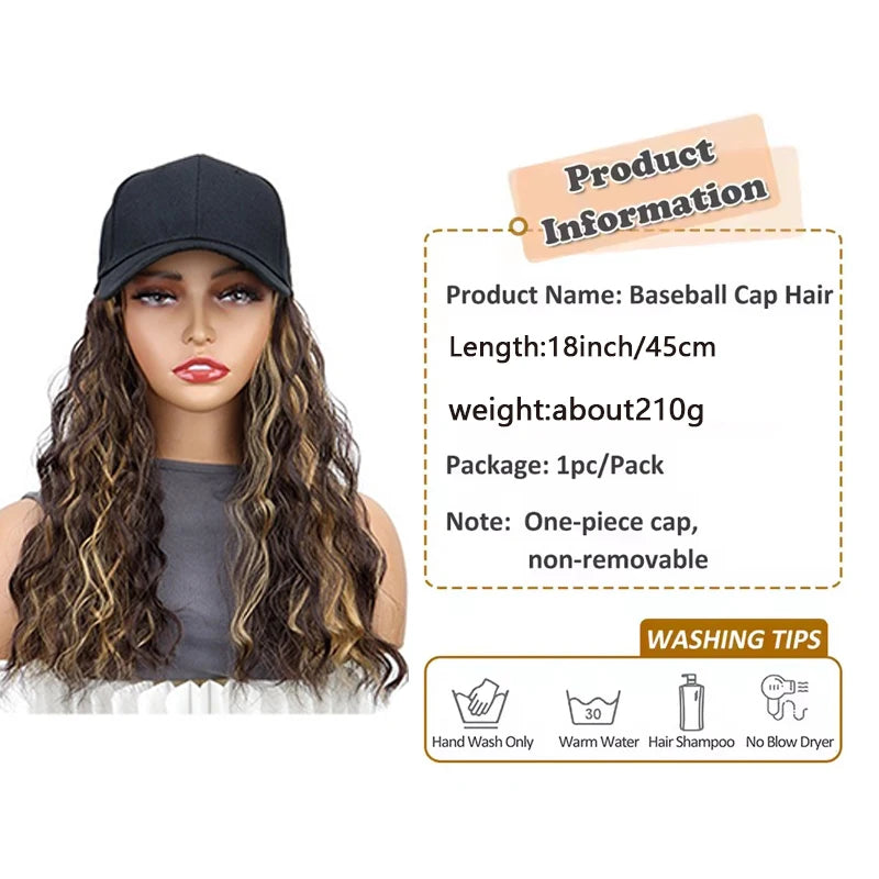 Wavy Curly Hair Baseball Cap Wig for Effortless Daily Styling - 4