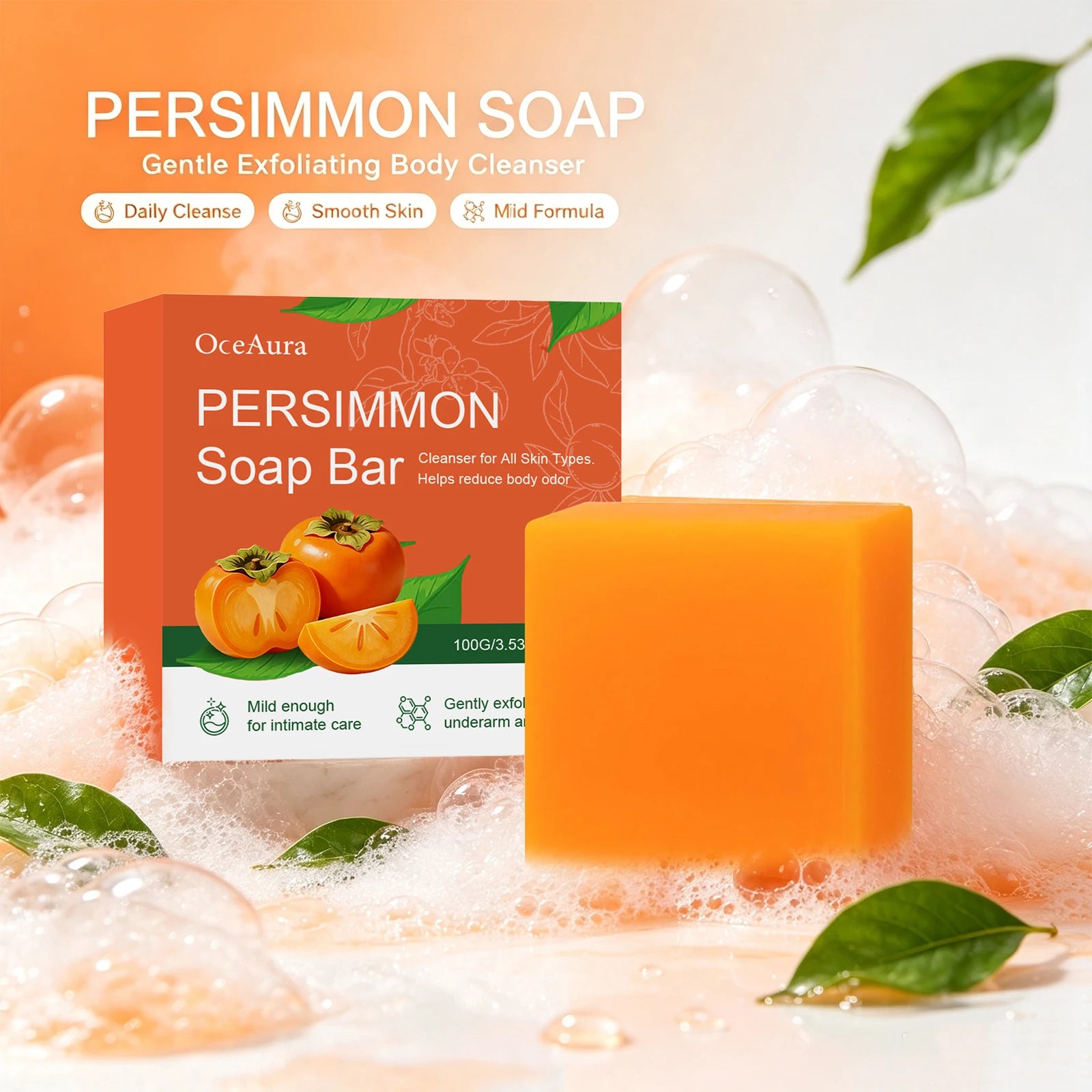 Persimmon Soap Bar for Natural Odor Control and Gentle Skin Exfoliation - 4