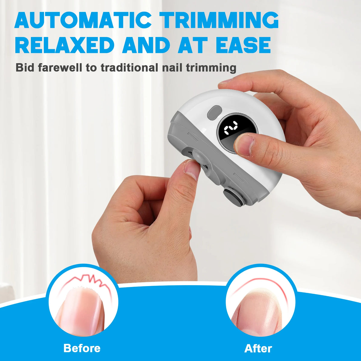 Electric Automatic Nail Clipper and Polisher with LED Light